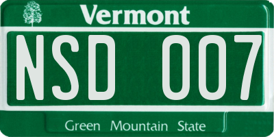 VT license plate NSD007