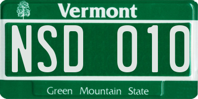 VT license plate NSD010