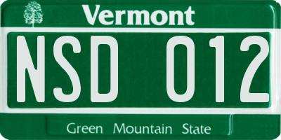 VT license plate NSD012