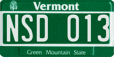 VT license plate NSD013