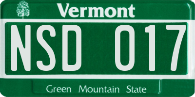 VT license plate NSD017