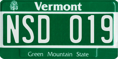 VT license plate NSD019