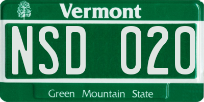 VT license plate NSD020
