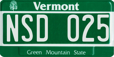 VT license plate NSD025