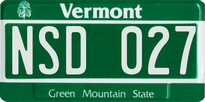 VT license plate NSD027