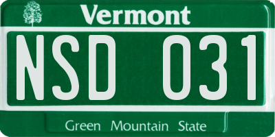 VT license plate NSD031