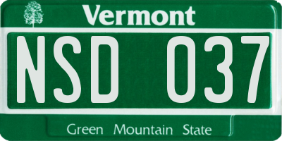 VT license plate NSD037