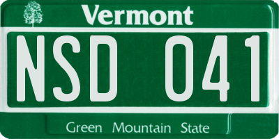 VT license plate NSD041