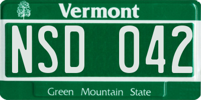 VT license plate NSD042