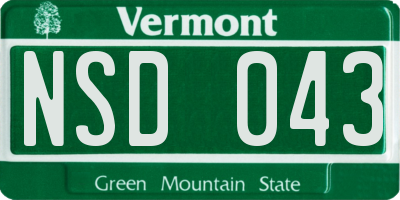 VT license plate NSD043