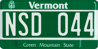 VT license plate NSD044
