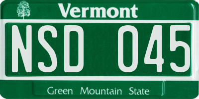 VT license plate NSD045