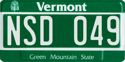 VT license plate NSD049