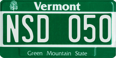 VT license plate NSD050