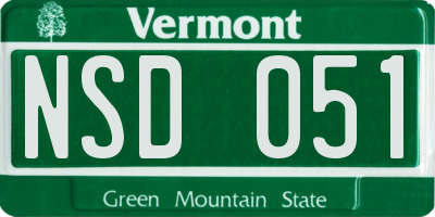VT license plate NSD051