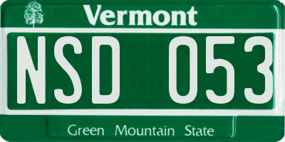 VT license plate NSD053