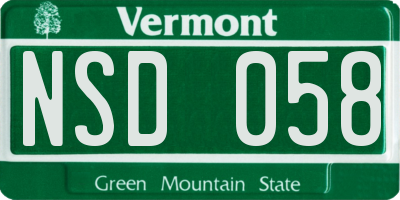 VT license plate NSD058