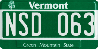 VT license plate NSD063
