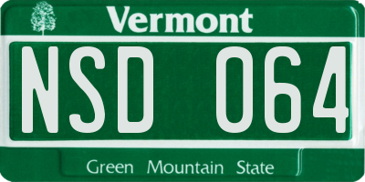 VT license plate NSD064