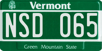 VT license plate NSD065