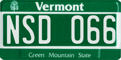 VT license plate NSD066