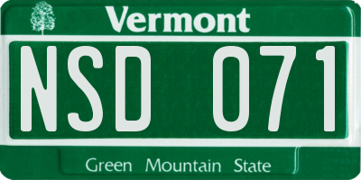 VT license plate NSD071