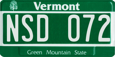 VT license plate NSD072