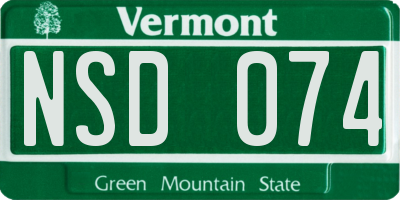 VT license plate NSD074