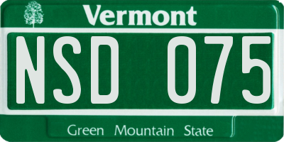 VT license plate NSD075