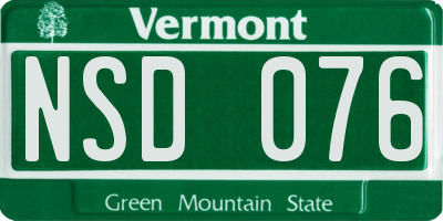 VT license plate NSD076