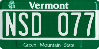 VT license plate NSD077