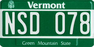 VT license plate NSD078