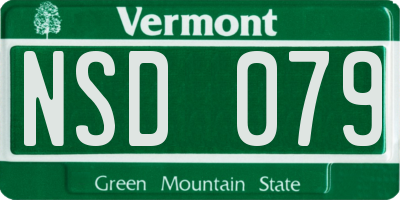 VT license plate NSD079