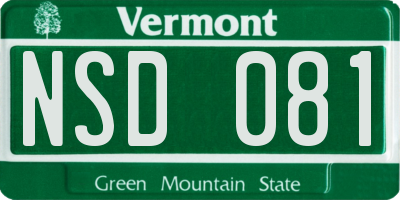 VT license plate NSD081