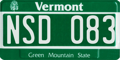 VT license plate NSD083