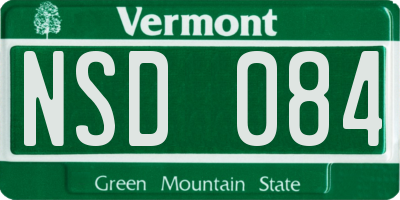 VT license plate NSD084