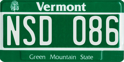 VT license plate NSD086