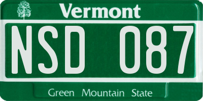 VT license plate NSD087