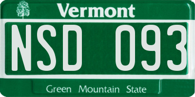 VT license plate NSD093