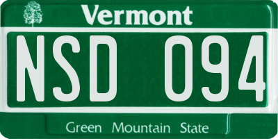 VT license plate NSD094