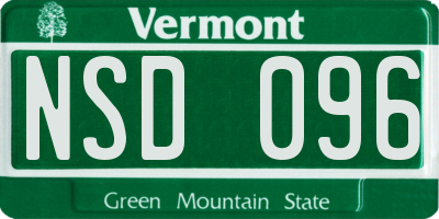 VT license plate NSD096
