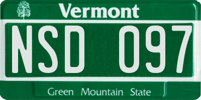 VT license plate NSD097