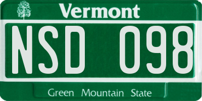 VT license plate NSD098
