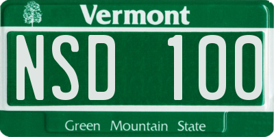 VT license plate NSD100