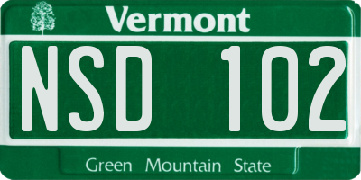 VT license plate NSD102