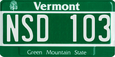 VT license plate NSD103