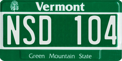 VT license plate NSD104