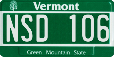 VT license plate NSD106