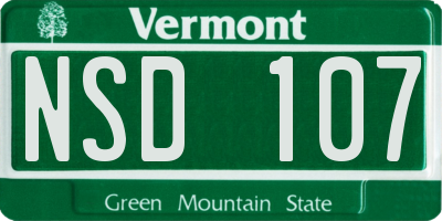 VT license plate NSD107