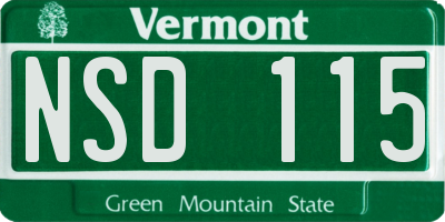 VT license plate NSD115